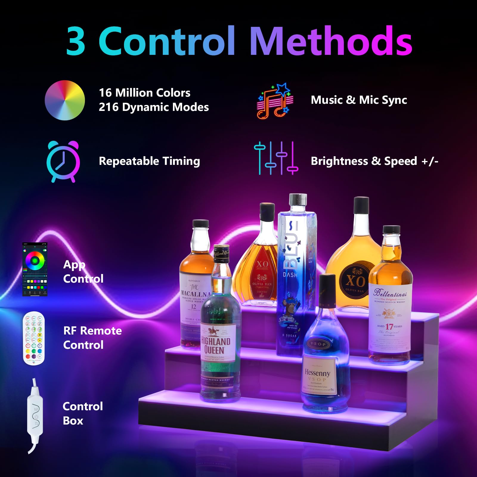 Amazon｜Leekimid LEDライト付きリキュールボトルディスプレイシェルフ